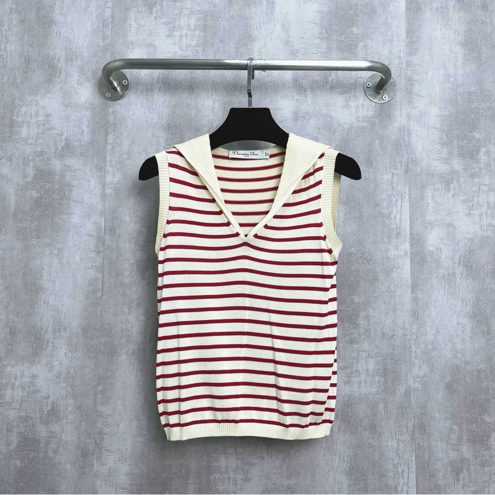 Authentic Dior Red and White Striped Tank Top